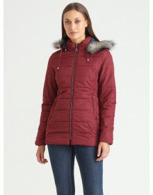 Women Quilted Puffer  Jacket  Wine